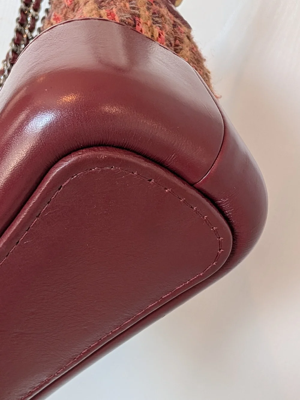 Chanel Gabrielle Burgundy Tweed and Leather Shoulder Bag